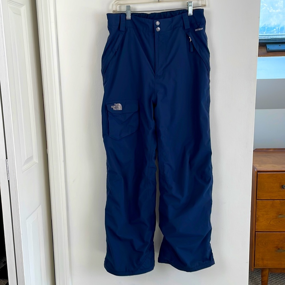 North Face Hyvent Blue ski/Snow Lined Pants Boy XL 18-30 Zip pockets